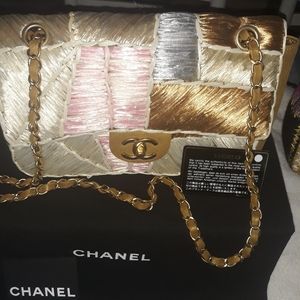 Vintage Chanel Raffia Classic Flap Handbag NWOT